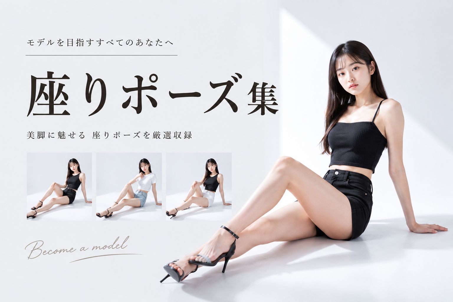座る時に美脚に魅せるポーズ